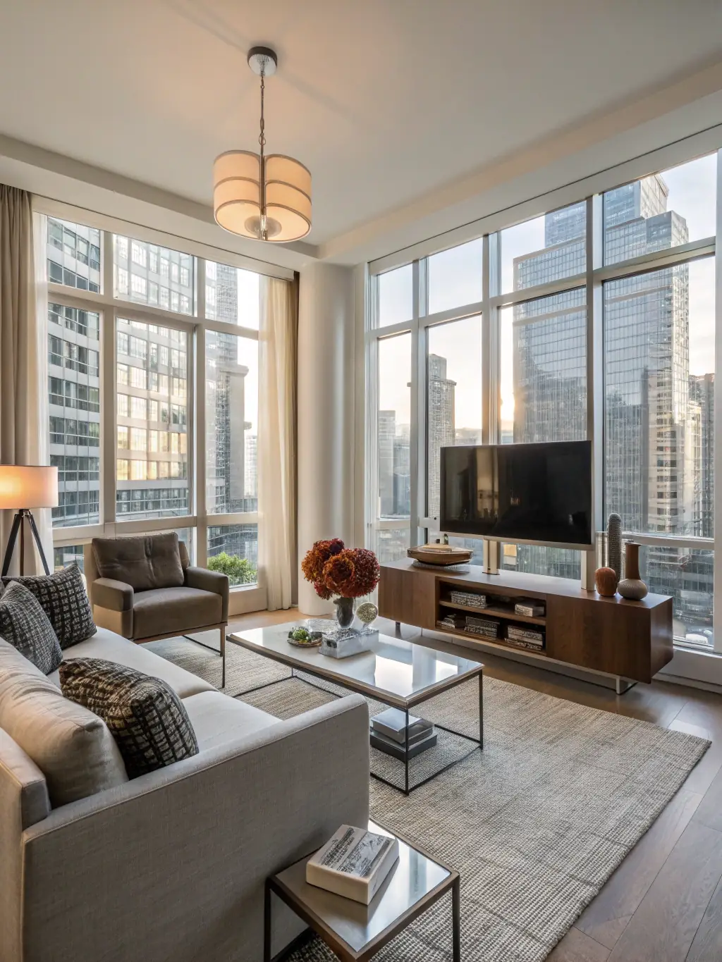 A before-and-after view of a renovated apartment interior, highlighting upgraded finishes, open layouts, and improved lighting, illustrating renovation services by FacadeStory.com.